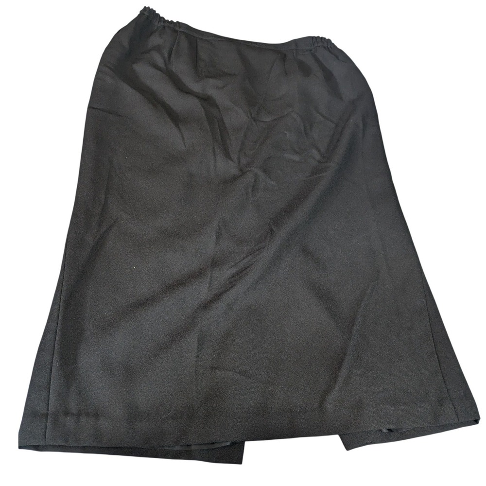 90s Vintage Donna Vinci Black Applique Midi Skirt Corporate Goth Plus Size 18